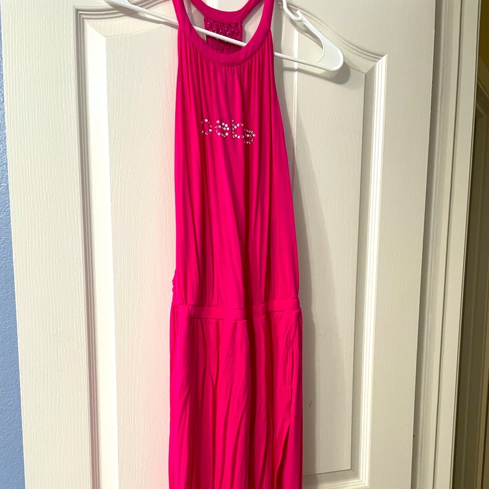 Bebe pink hi low maxi dress